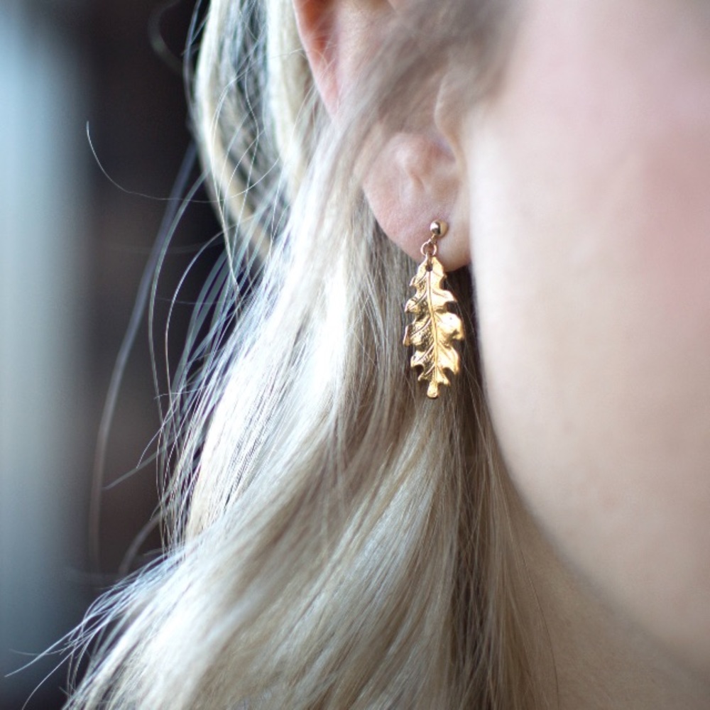 Oak Leaf Post Earrings